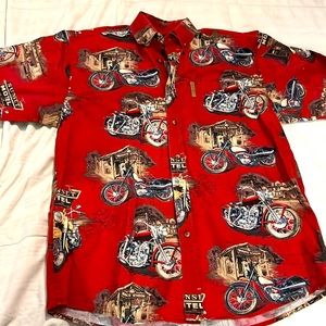 North River Red Motorcycle Button Down Size Medium